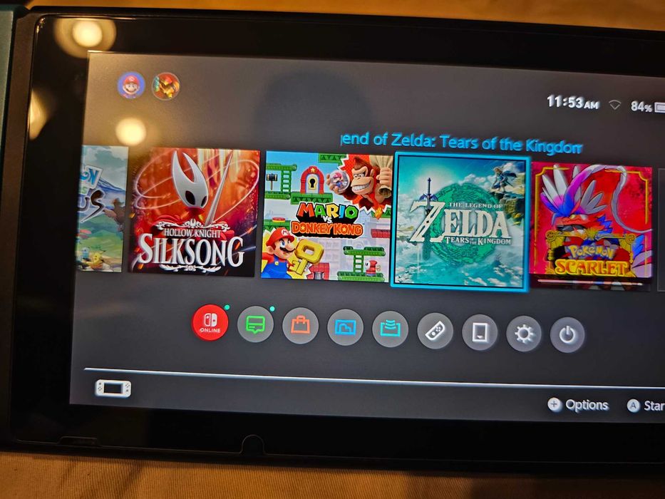 Nintendo switch with physical game and some installed games