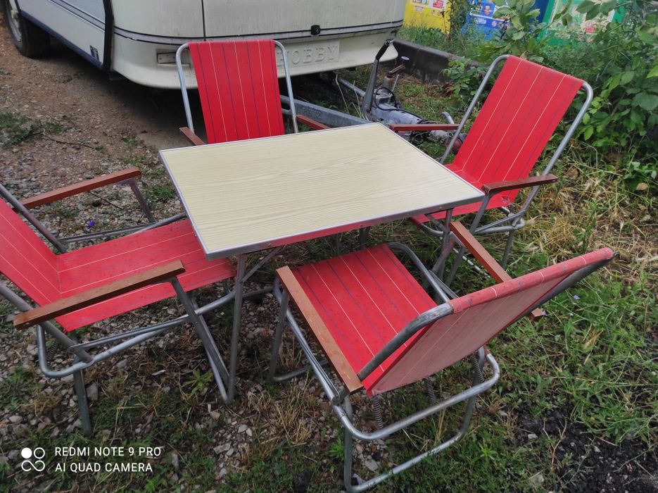 Къмпинг Ретро Немски сгъваеми столове+ маса.Каравани.къмпинг.Хоби