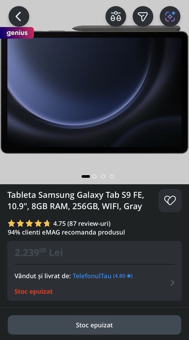 Samsung Galaxy Tab S9 FE 10.9” | 8GB RAM | 256GB | Wi-Fi | Cu S Pen