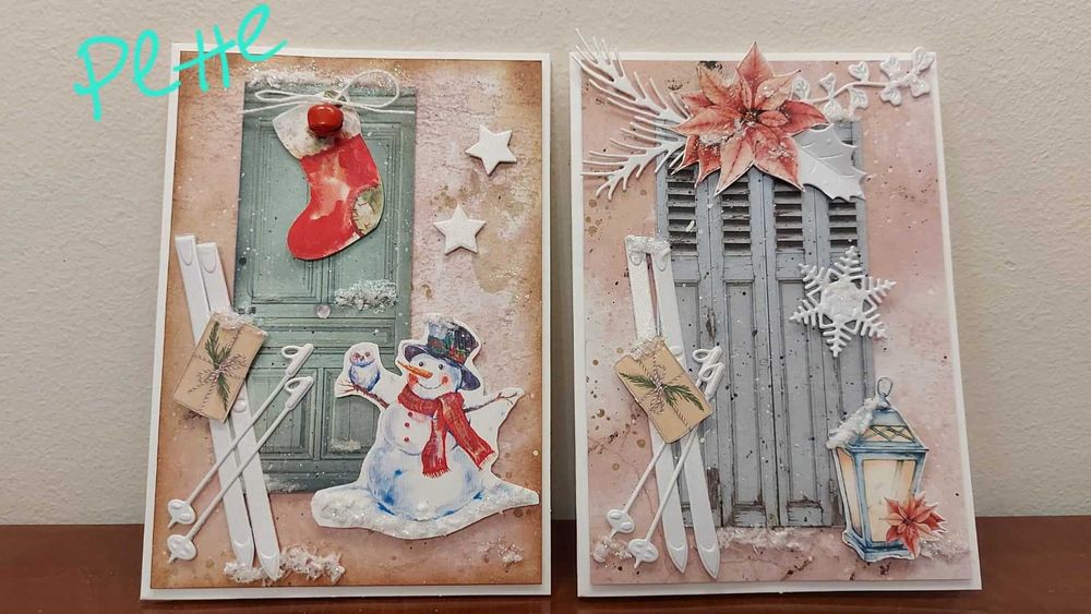 Ръчно изработени коледни картички с различни техники