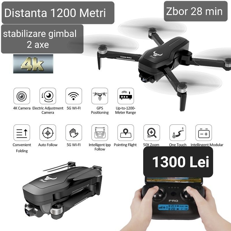 Vand 7 Modele de Drone pro 4K 1000-10000 metri,Gimbal, Noi