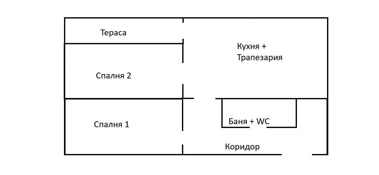 -Двустаен Левски! Първа линия! Среден етаж!