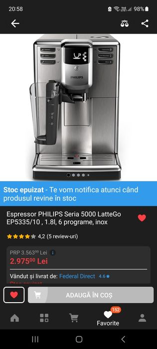 Espressor automat Philips seria 5000