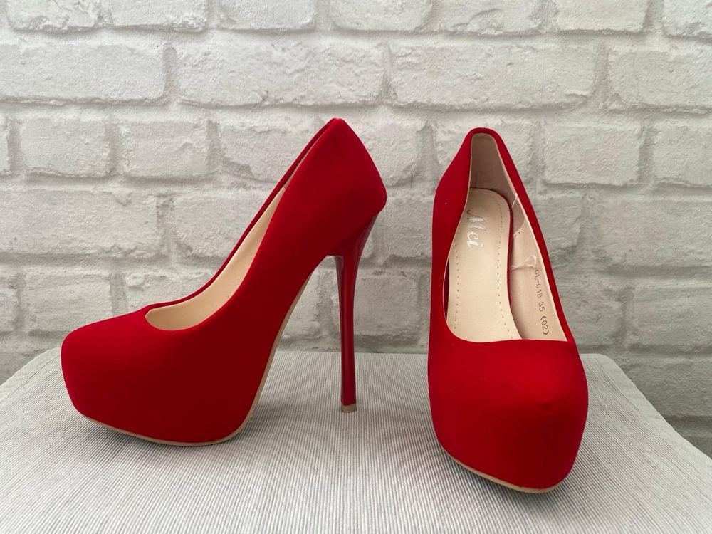 Pantofi dama catifea rosie 35