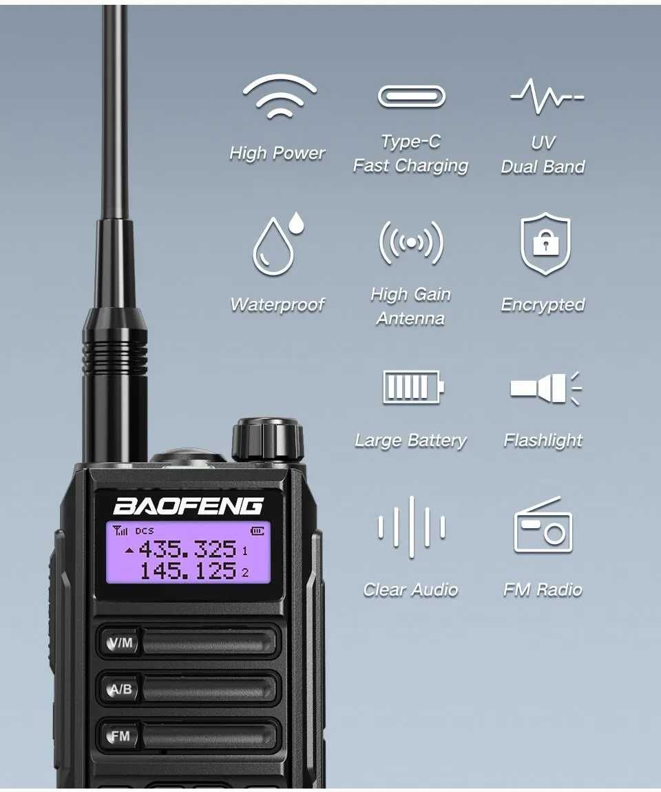 Baofeng UV-16Plus Радиостанция VHF 10W（ type c）  Водонепропускливи