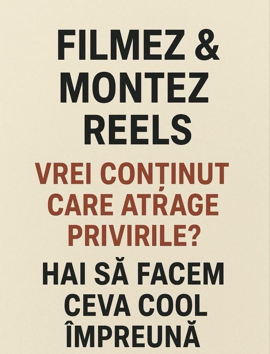 Filmez și montez Reels sau videoclipuri scurte pt portofoliu!