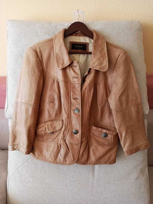 Дамско яке, пролет/есен, VILA Clothes, с 3/4-ти ръкав, естествена кожа