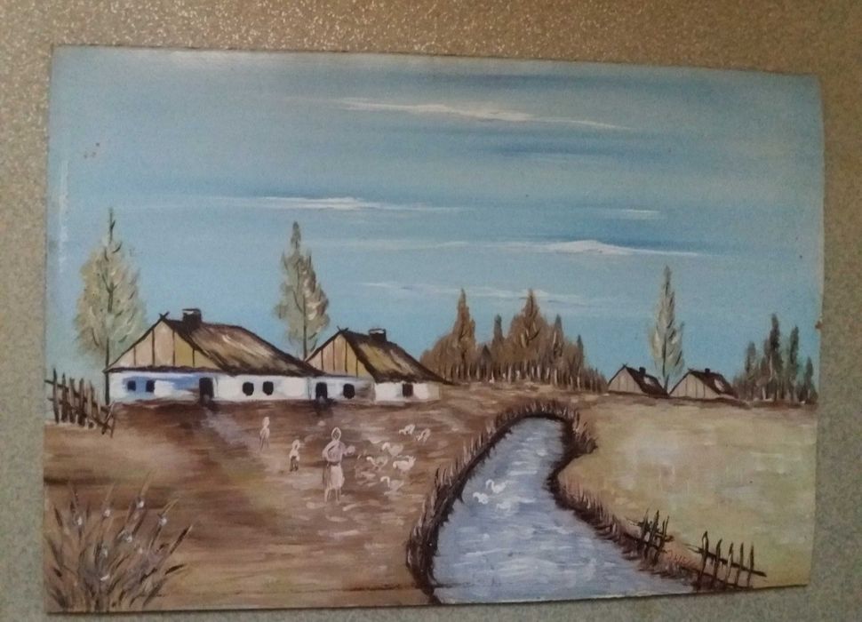 Pictura veche pe carton