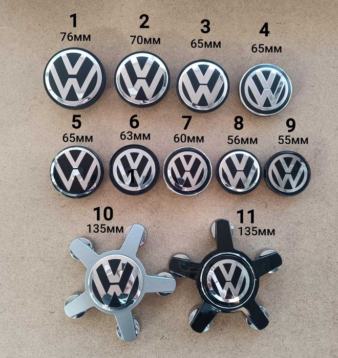 Капачки с лого / емблема  VW за джанти от мерцедес 75 мм