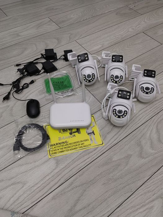 Camera supraveghere IP dubla  wifi rotativa 360 UHD