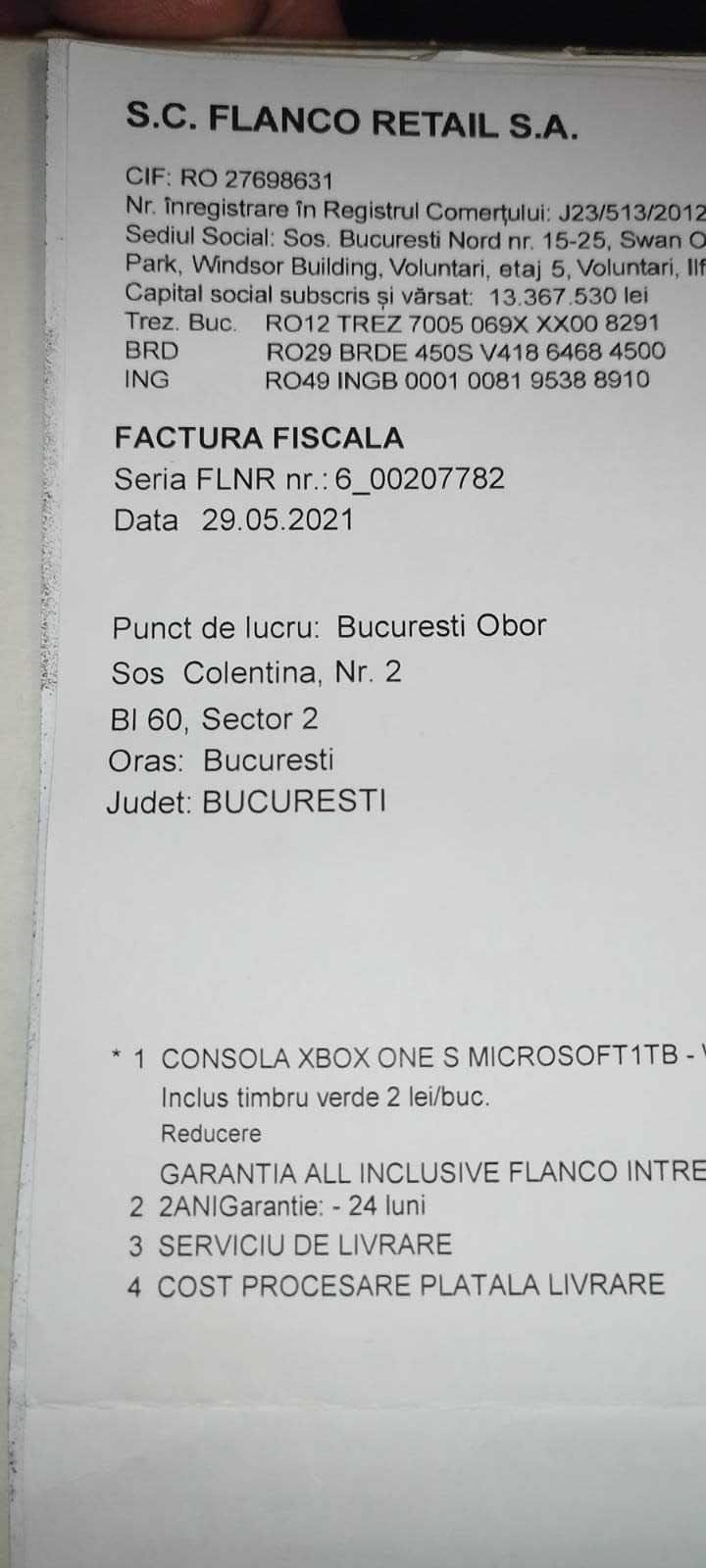 Xbox One S 1 Tb an 2021; Stare impecabila + 3 jocuri