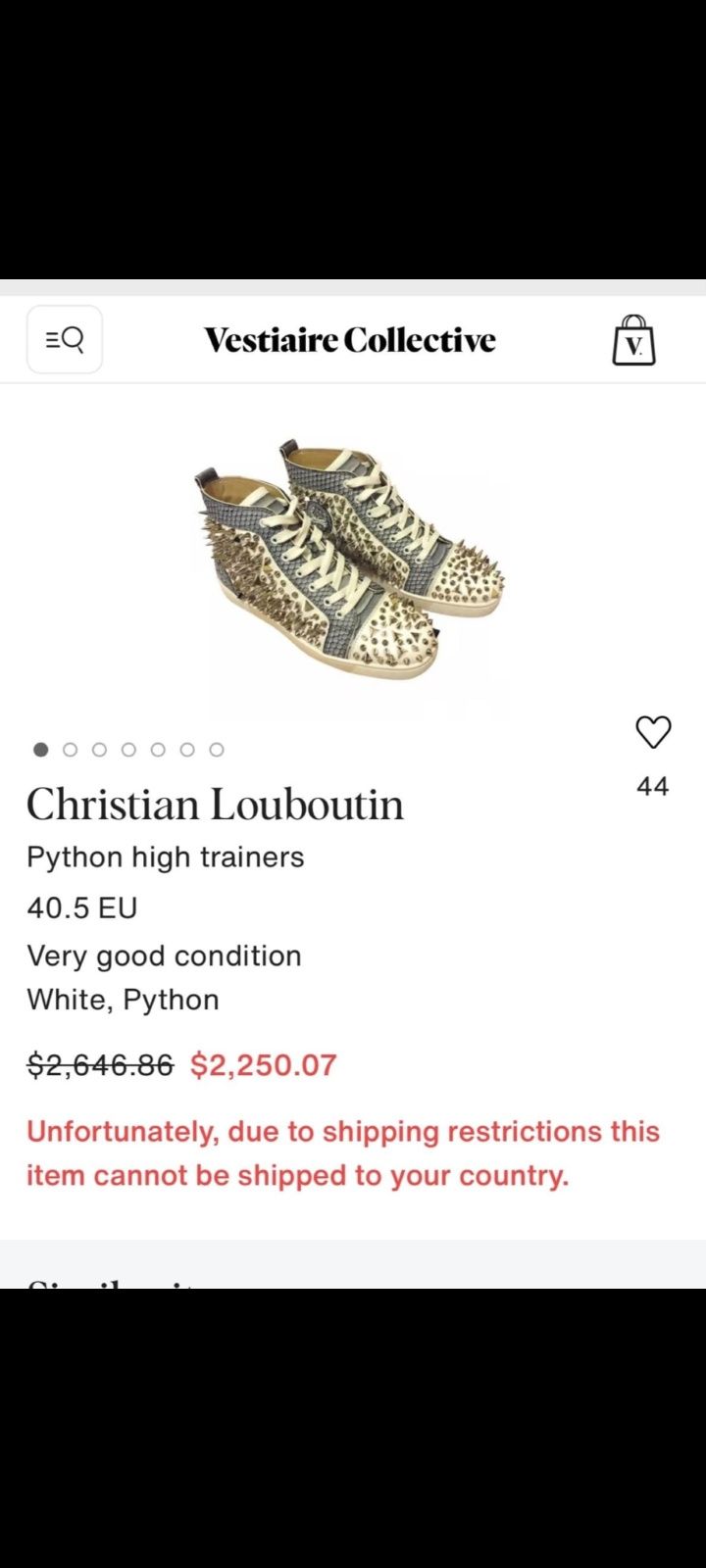 Christian Louboutin 45 Python Spikes LUX original