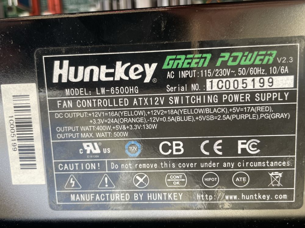 Блок питания HUNTKEY LW-6500HG ATX PIV (500W)