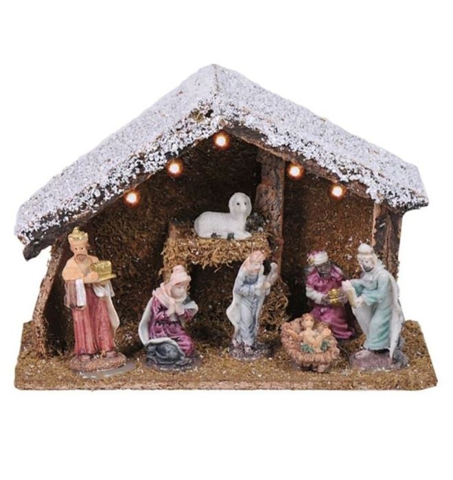 Коледна украса, Рождество Христово, 5 светодиода, 7 фигури, 26 x 10.5