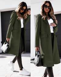 Дамско палто маслено зелено