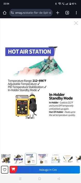 Vând Statie fier de lipit si reluare cu aer cald 2in1, Folixs
