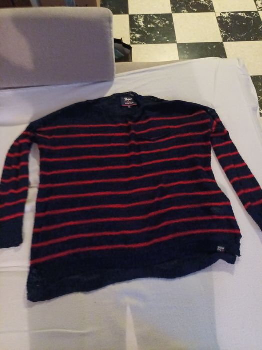 Pulover Superdray de femei marimea M negru cu dungi Roz ticlam