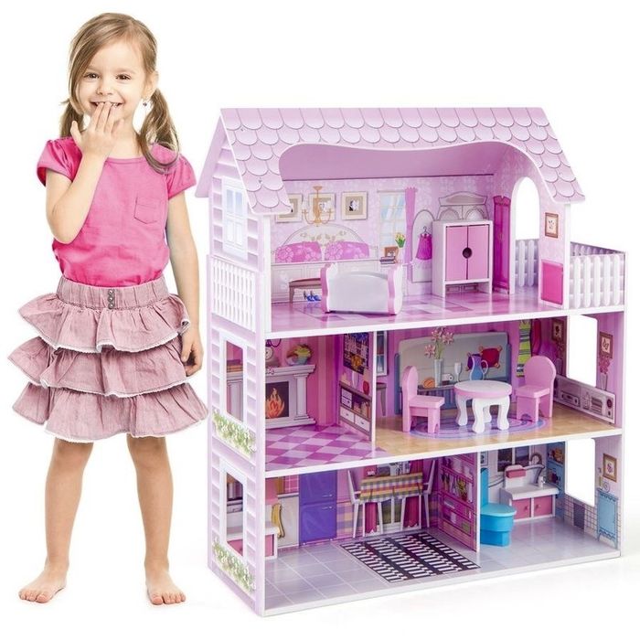 Дървена къща за кукли 3 нива