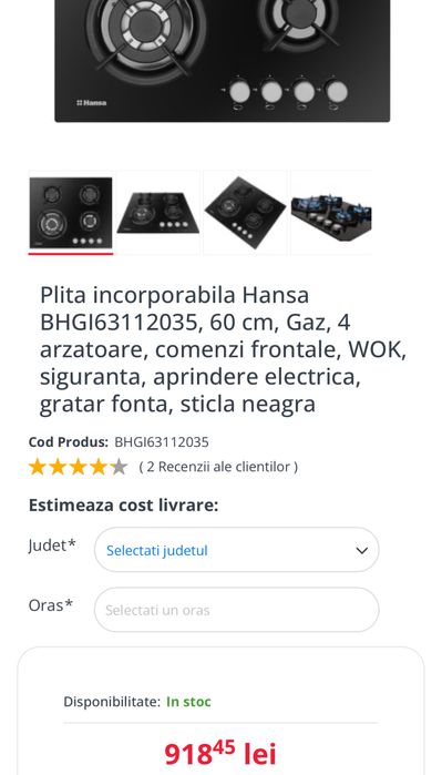 Plita hansa da vanzare .