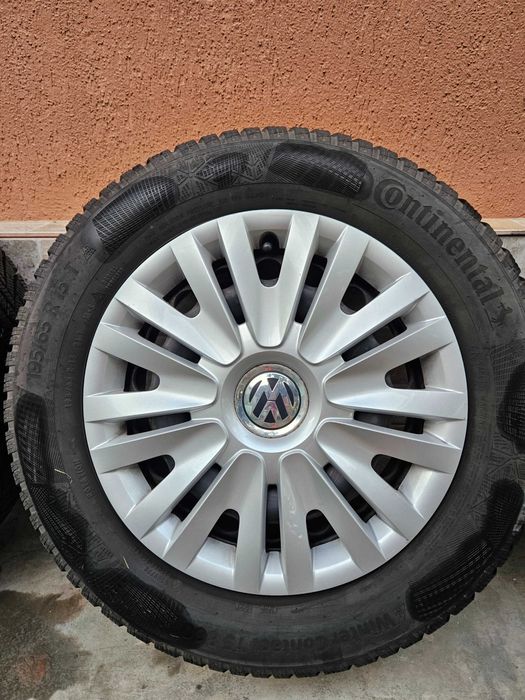 Set roti iarna Continental TS860+jante otel 15''+capace originale VW