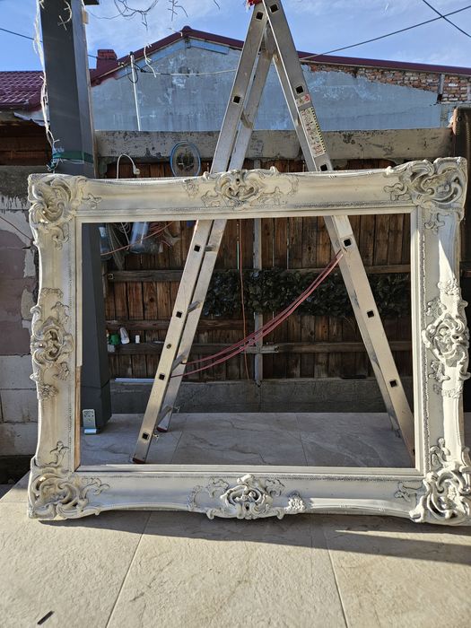 Rama oglinda alb patinata