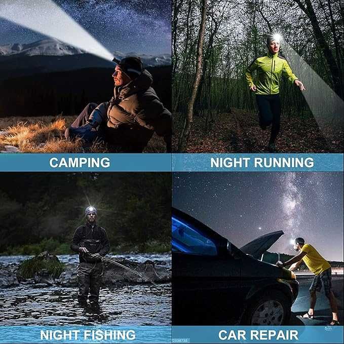 Mощен LED челник 6000mAh 30000LM Aкумулаторен водоустойчив за къмпинг