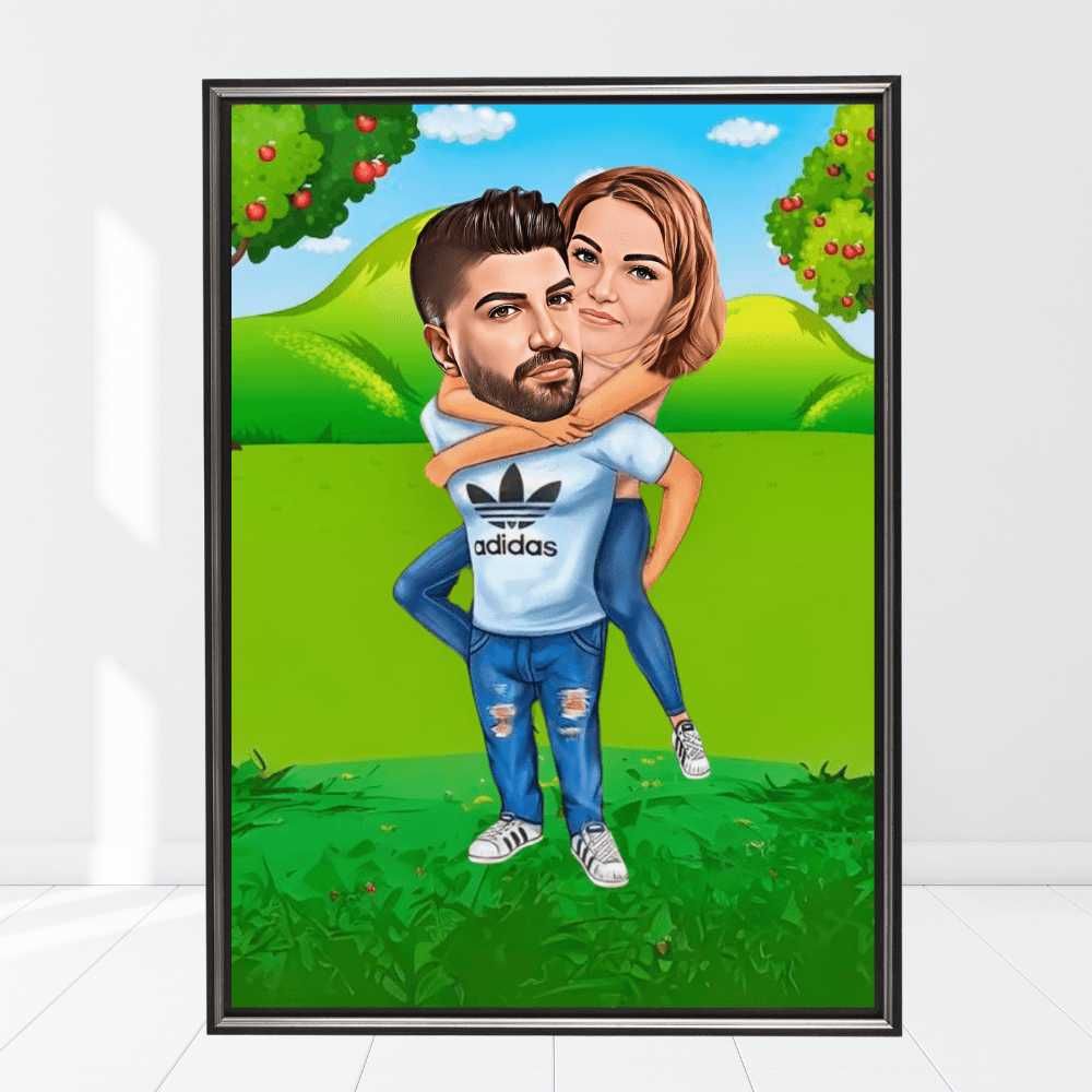 Portrete Caricaturi Tablouri Canvas Personalizate, Cadou Barbati Femei