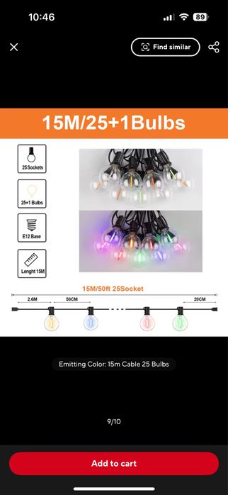 Ghirlanda luminoasa LED color exterior / interior terase 15m /25 bec
