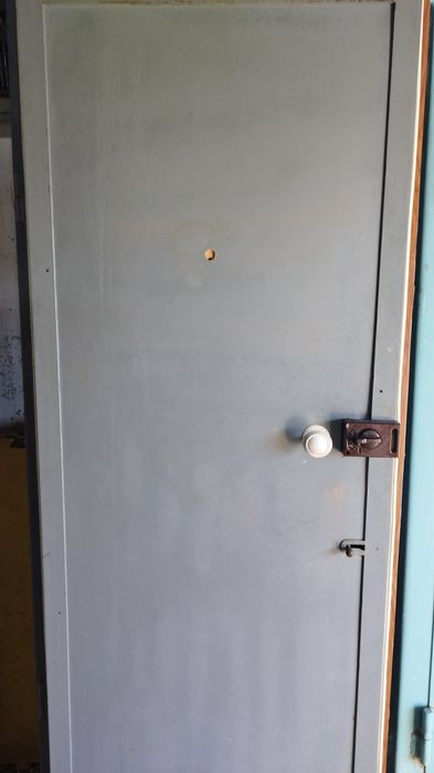 Железная дверь в хорошем состоянии.