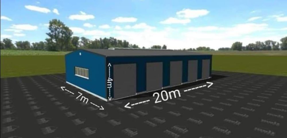 Vand hala metalică 7x20x4 închisă cu panouri sandwich si uși culisante