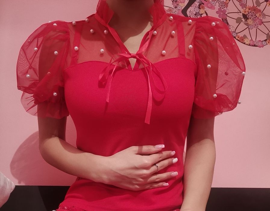 Bluze elegante roșu/negru