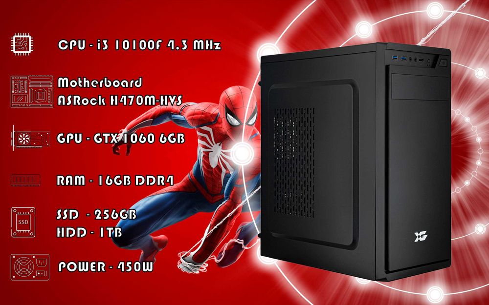 GAMING i3 10100F_RAM 16GB_GTX 1060 6GB_SSD 256GB_HDD 1TB