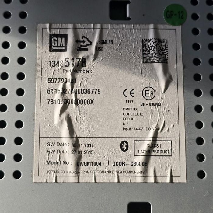 CD Player casetofon radio Chevrolet Cruze J308