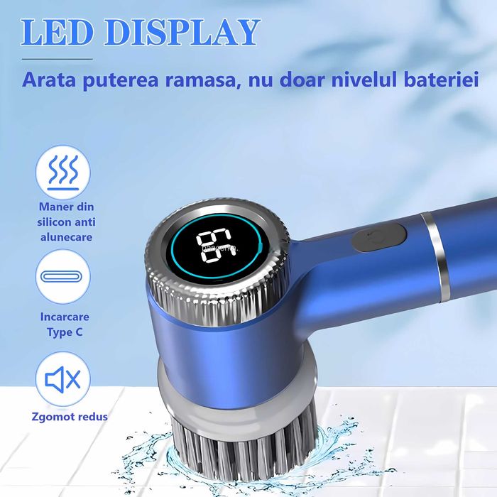 Perie de curatare electrica portabila, ideala pentru bucatarie si baie