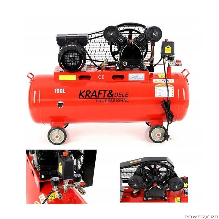 Compresor 100 litri, 2 pistoane pe ulei, 220V, 480 l/min, motor