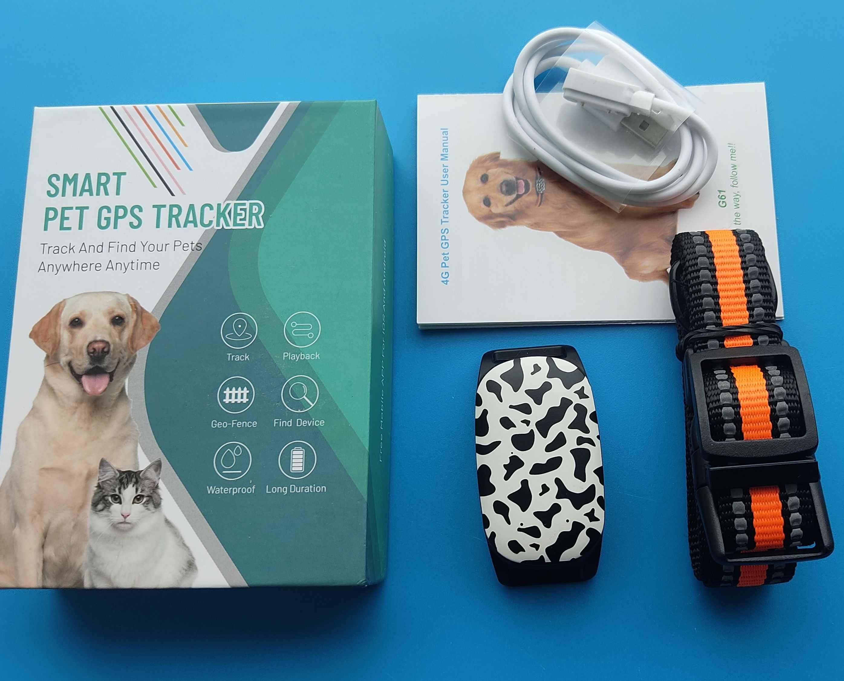 4G GPS тракер, IP67, за животни: кучета, котки, опция:  +СИМ карта