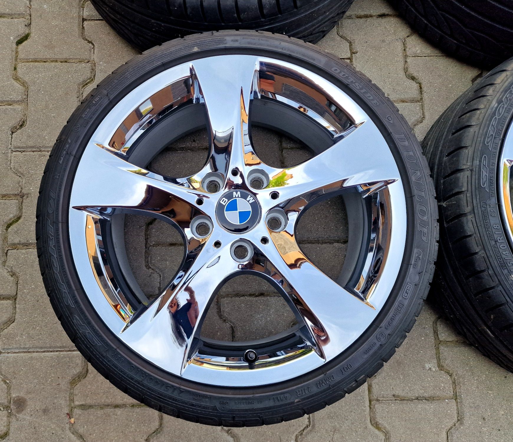 Jante BMW CHROM originale BMW NOI pe 18 cu anvelope vara NOI roti jent