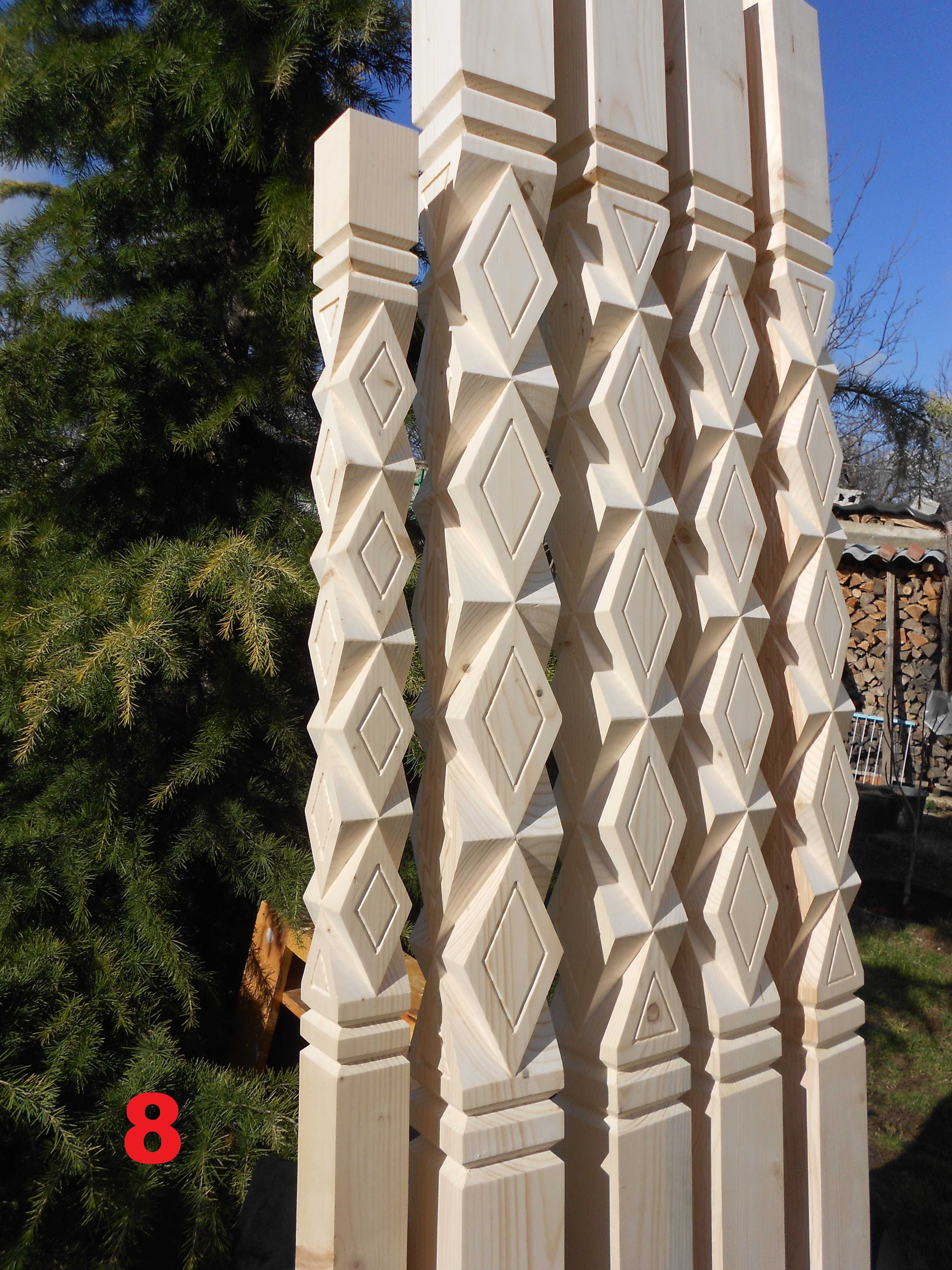 Stalpi din lemn sculptati pt. terasa, filigorie.
