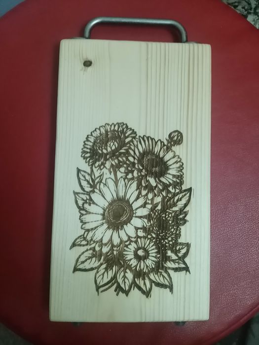 Доска из натурального дерева "Цветочное настроение"