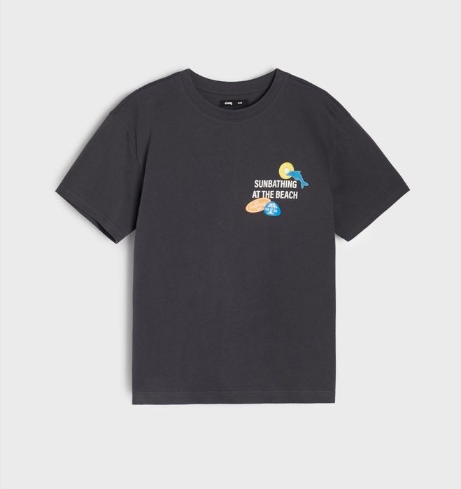 Нова дамска тениска с принт памук Sinsay размер XXS