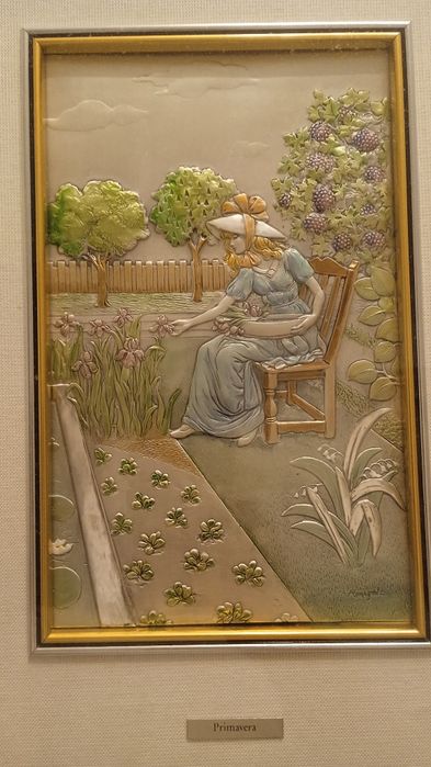 Anotimpurile, 4 tablouri in argint 925, 120 g total, marcate, Italia