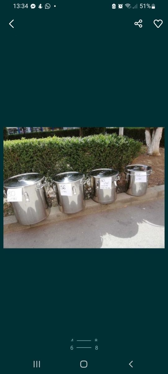 Vas inox 25 L / 42 L / 48L /58L / 68 L  marmită pentru carne la garniț