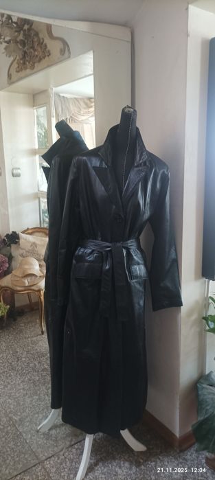 КЛАСИЧЕСКИ КОЖЕН ТРЕНЧ-КОУТ- висококачествена естествена кожа, 40 р-р