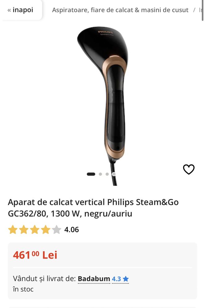 Aparat de calcat vertical Philips Steam&Go