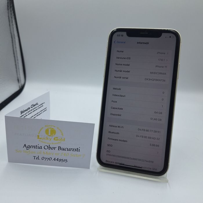 IPhone 11 64 GB 82% Baterie Garantie/Factura #48330