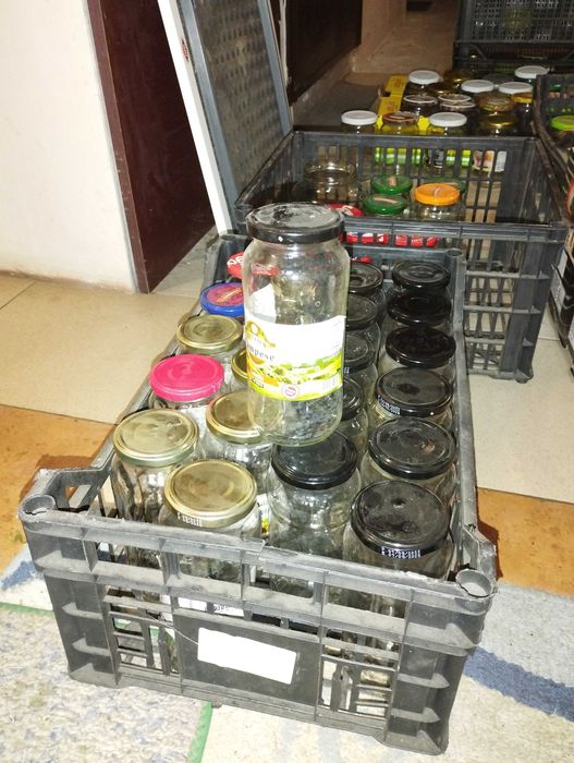 Продавам употребявани стъклени буркани на винт с различна вместимост