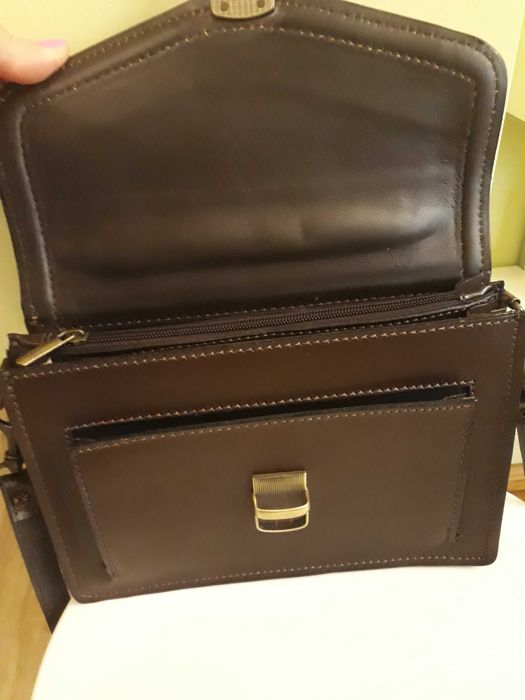 Geanta Borseta piele naturala maro inchis