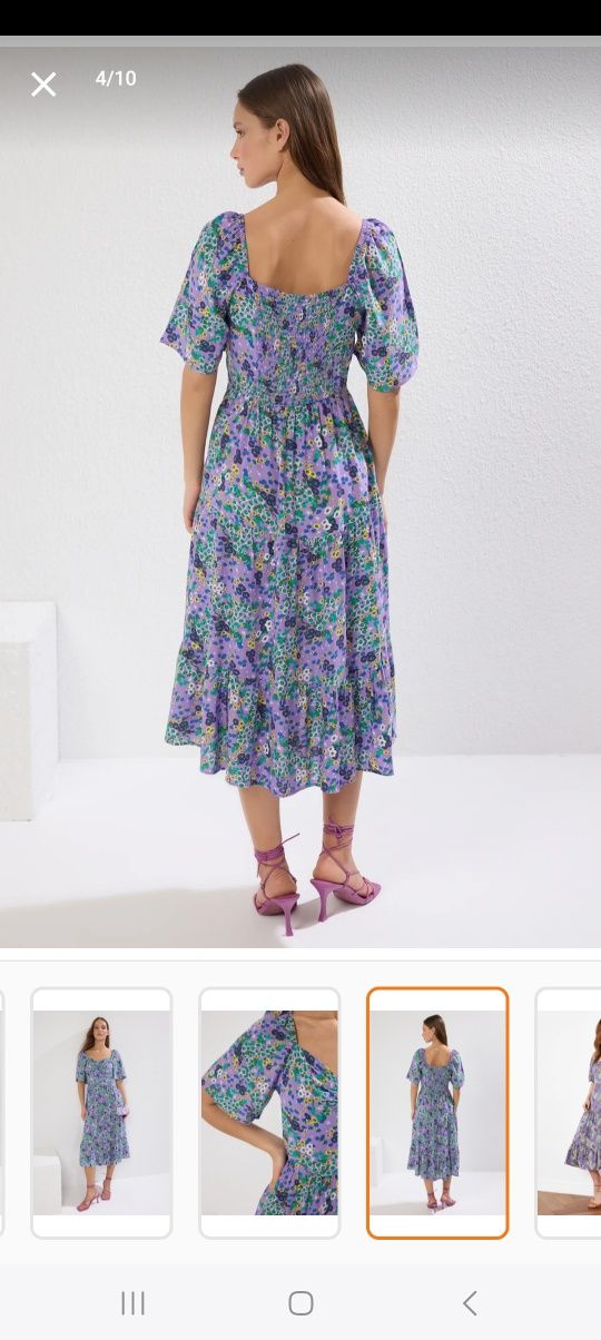 Rochie de vară florală, mărimea L %Vâscoza