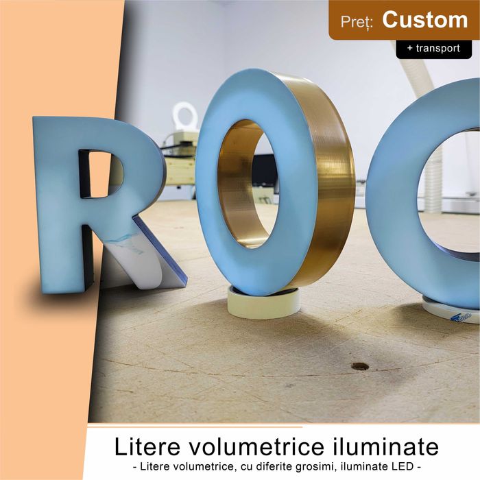 Litere volumetrice, simple sau iluminate LED. Reclame luminoase
