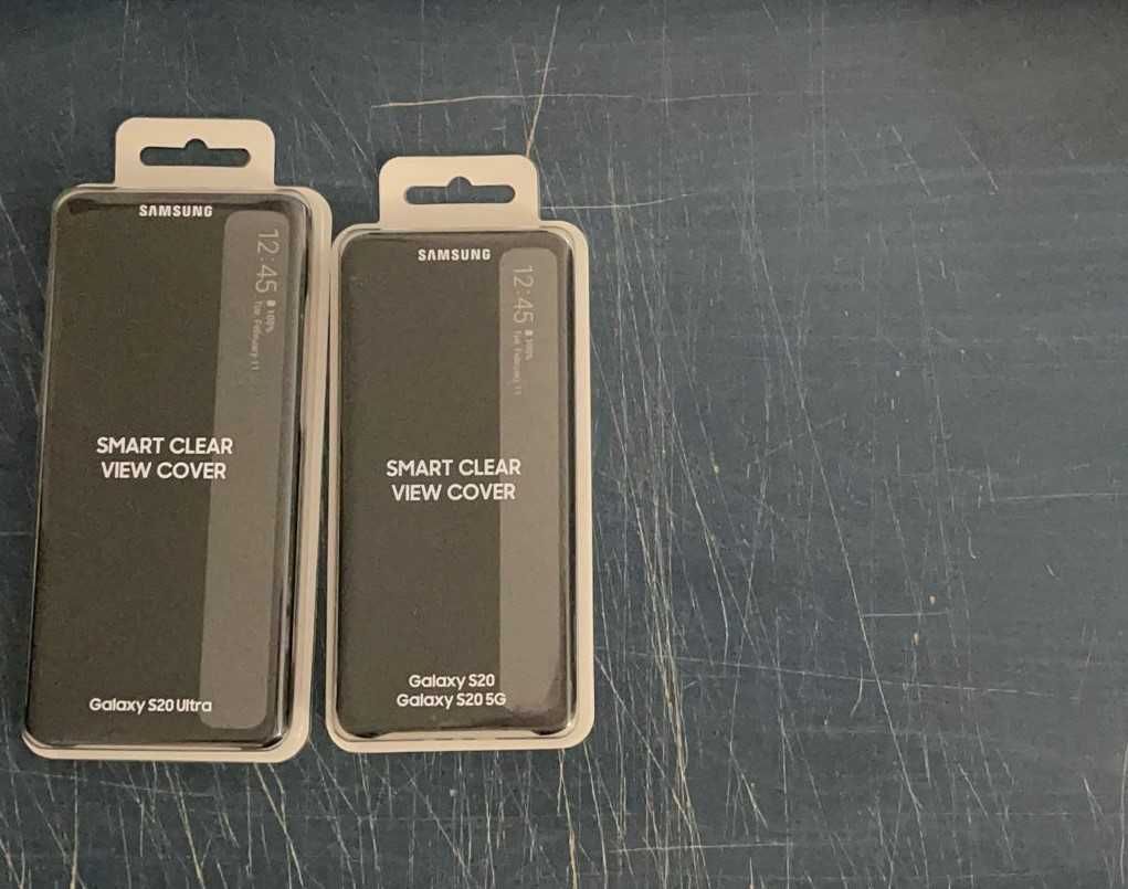 Husa Samsung Clear View Cover, negru, Galaxy S20 si S20 Ultra